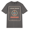 Logan Square garment-dyed t-shirt in G. Dyed Anthracite, front view - Chicago Neighborhood Series