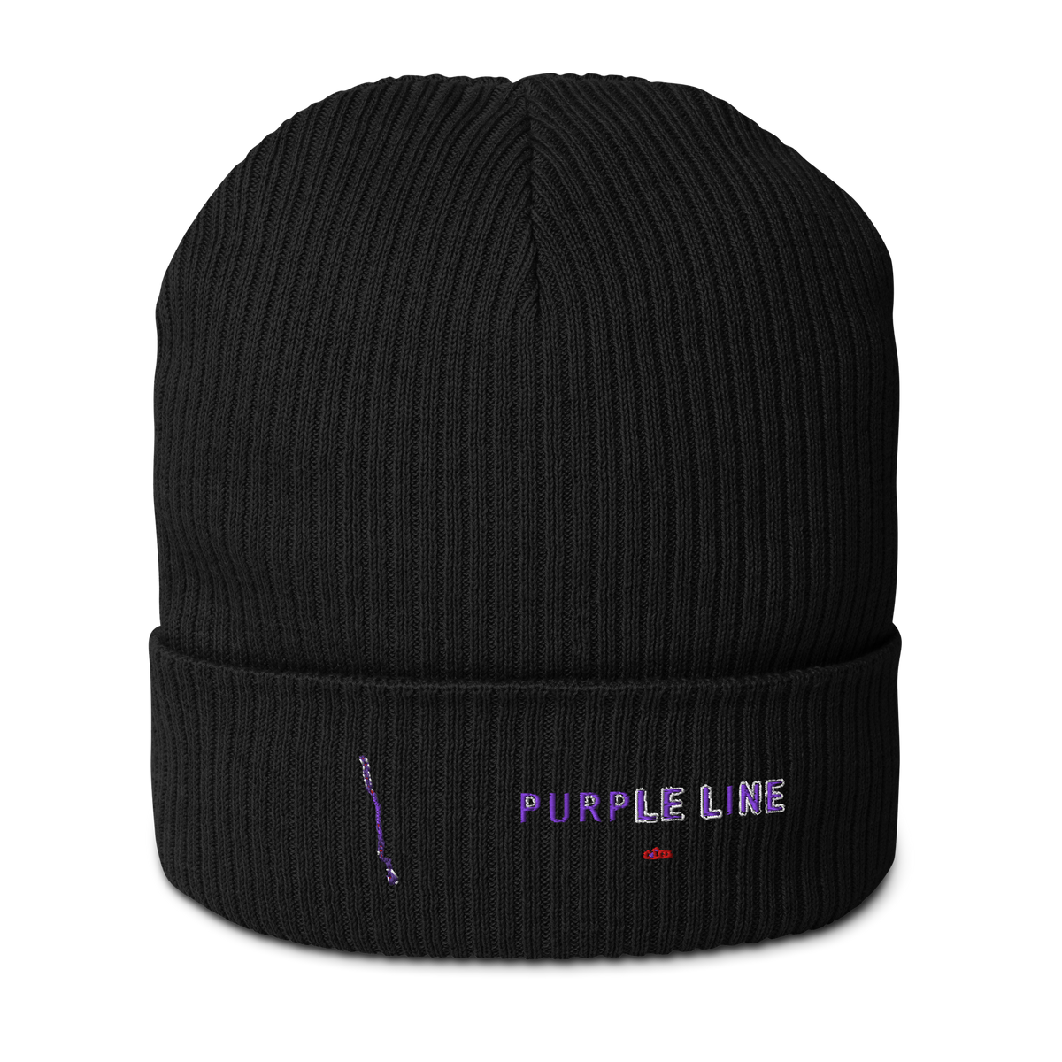 Chicago Purple Line organic ribbed beanie in black, primary view
