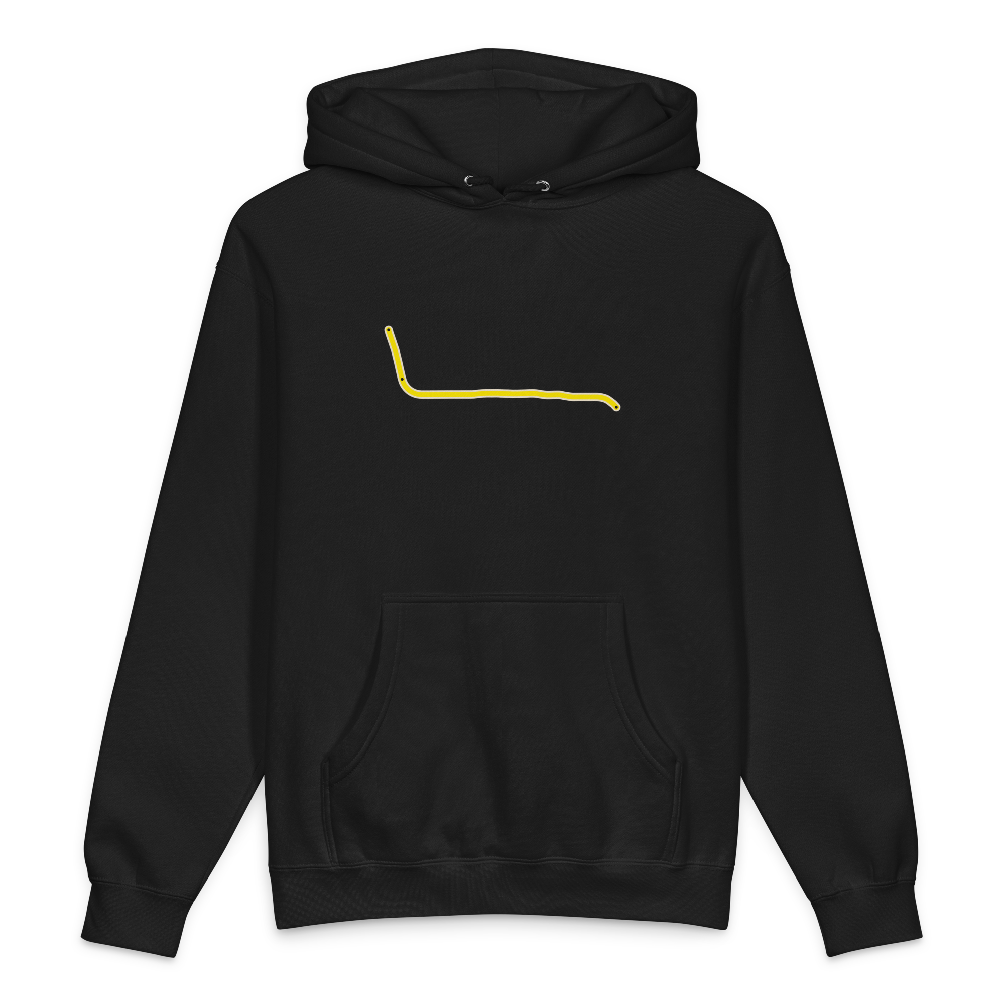 Chicago Yellow Line heavyweight hoodie in black, primary view