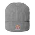 Lincoln Park organic ribbed beanie in Light Grey, front view - Chicago Neighborhood Series
