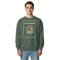 Ravenswood garment-dyed crewneck in Blue Spruce, front view - Chicago Neighborhood Series