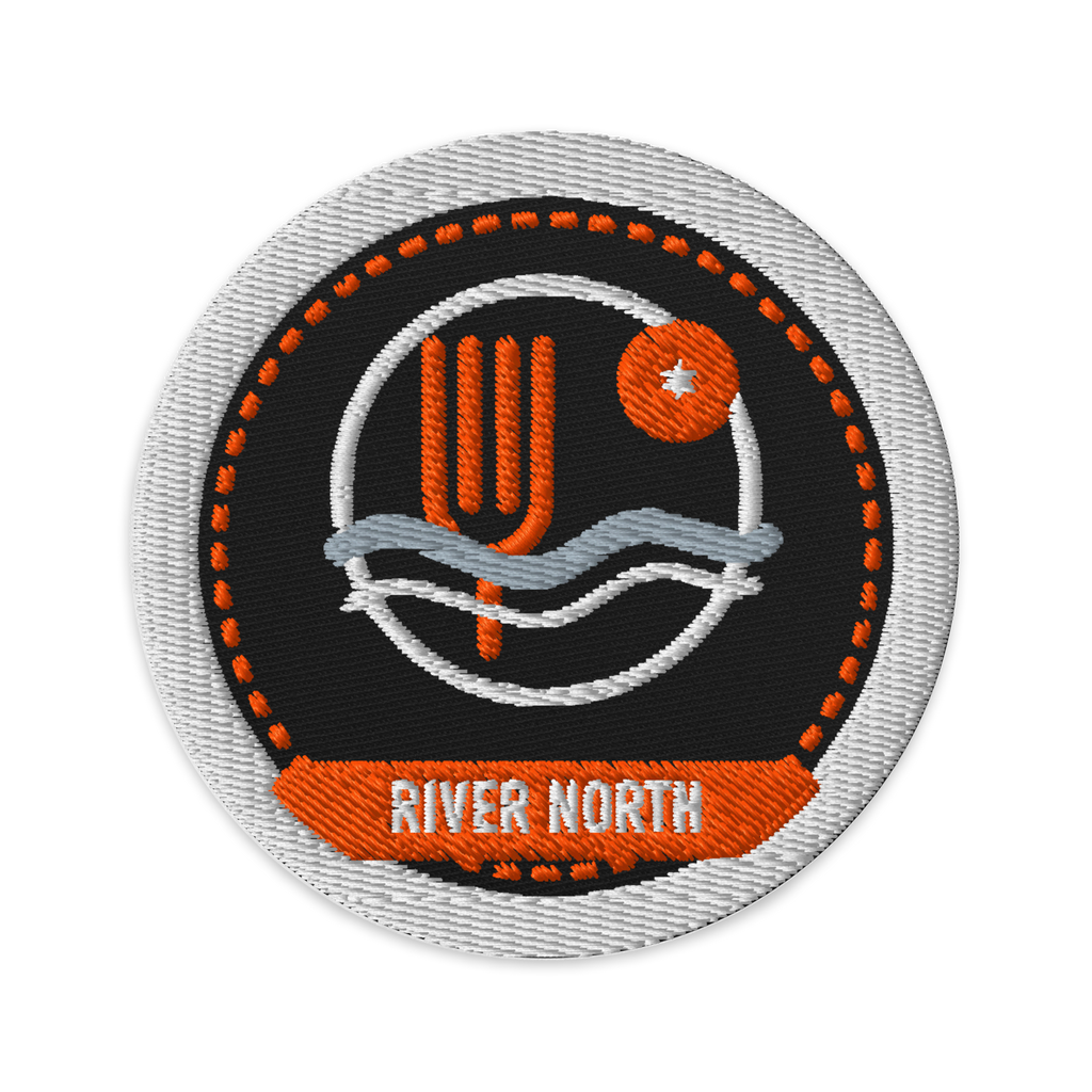 River North embroidered patch in Black, patch front view - Chicago Neighborhood Series