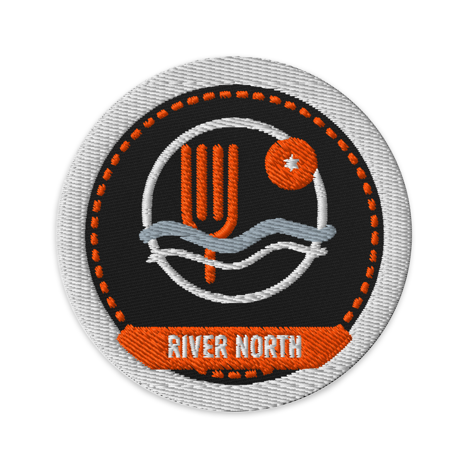River North embroidered patch in Black, patch front view - Chicago Neighborhood Series