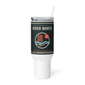 River North 40 oz travel mug in White, product view - Chicago Neighborhood Series