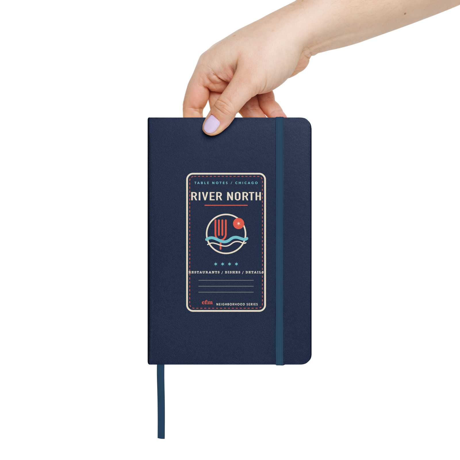 River North table notes journal in Navy, front view - Chicago Neighborhood Series
