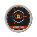 Wicker Park embroidered patch in Black, patch front view - Chicago Neighborhood Series