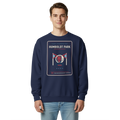 Humboldt Park garment-dyed crewneck in True Navy, front view - Chicago Neighborhood Series