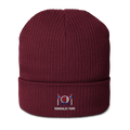 Humboldt Park organic ribbed beanie in Burgundy, front view - Chicago Neighborhood Series
