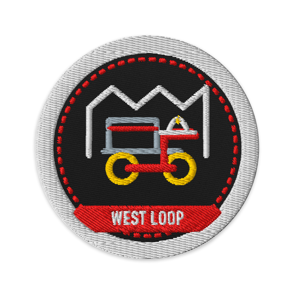 West Loop embroidered patch in Black, patch front view - Chicago Neighborhood Series