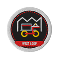West Loop embroidered patch in Black, patch front view - Chicago Neighborhood Series