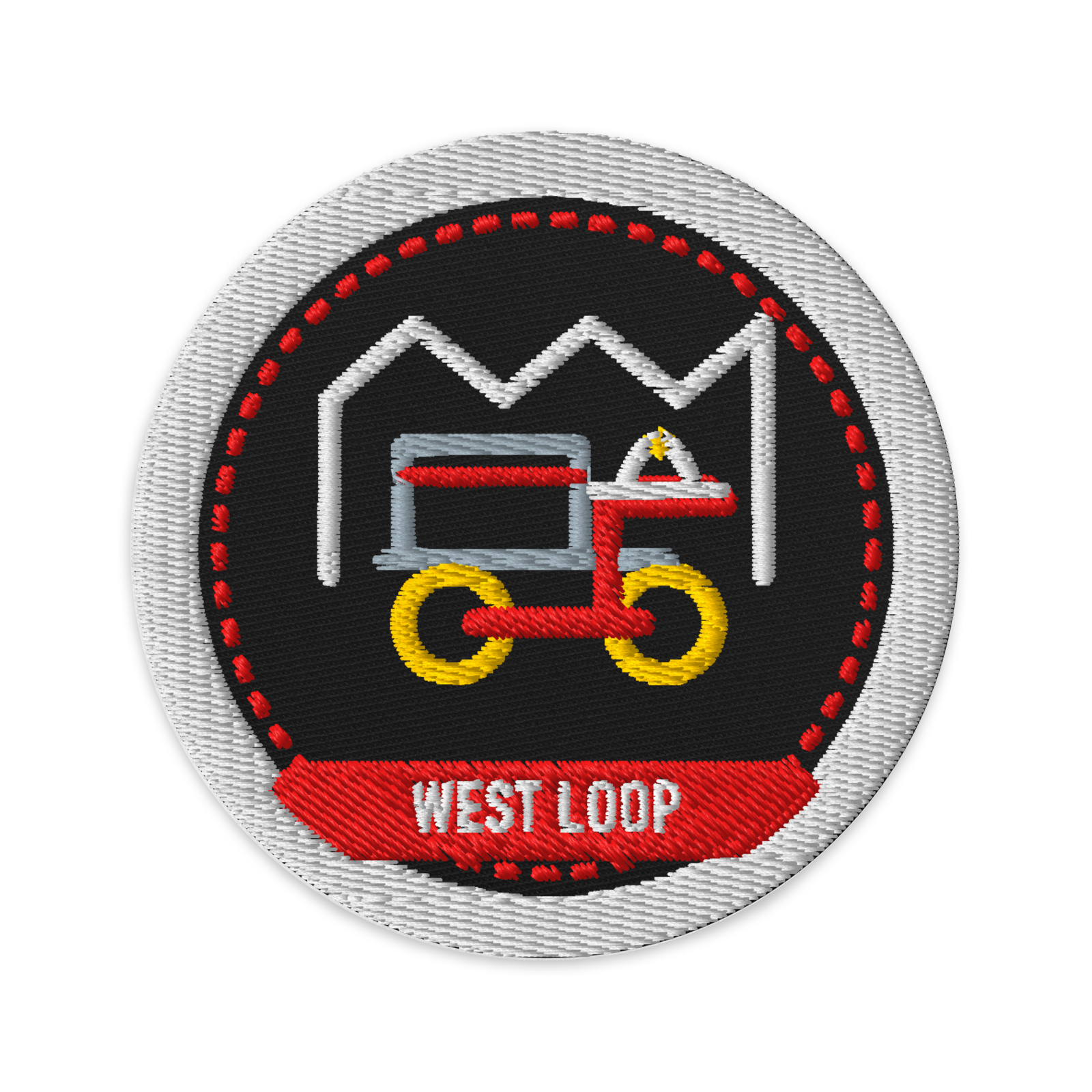 West Loop embroidered patch in Black, patch front view - Chicago Neighborhood Series