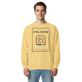 Pilsen garment-dyed crewneck in Butter, front view - Chicago Neighborhood Series