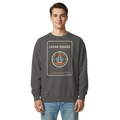 Logan Square garment-dyed crewneck in Pepper, front view - Chicago Neighborhood Series