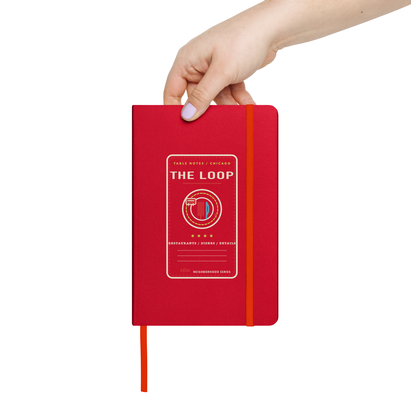 The Loop table notes journal in Red, front view - Chicago Neighborhood Series