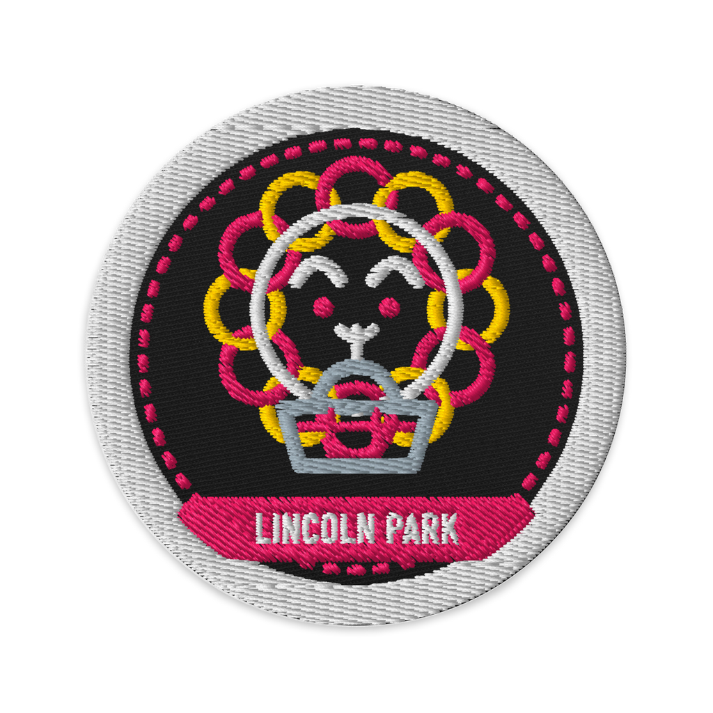 Lincoln Park embroidered patch in Black, patch front view - Chicago Neighborhood Series