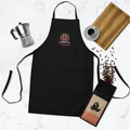 Lincoln Park embroidered chef apron in Black, front view - Chicago Neighborhood Series