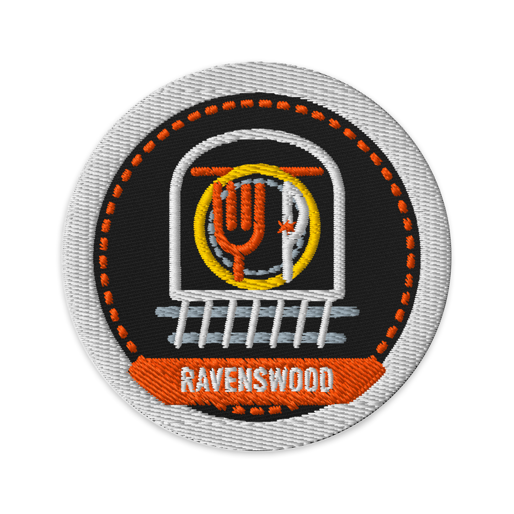 Ravenswood embroidered patch in Black, patch front view - Chicago Neighborhood Series
