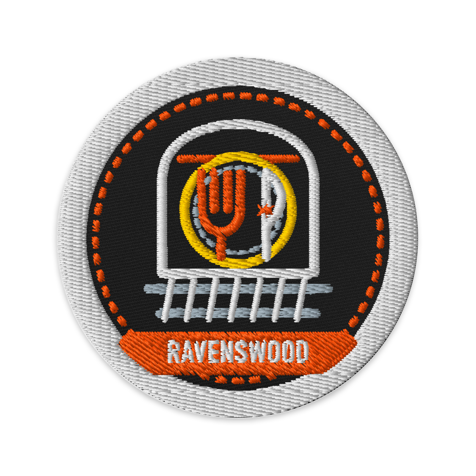 Ravenswood embroidered patch in Black, patch front view - Chicago Neighborhood Series