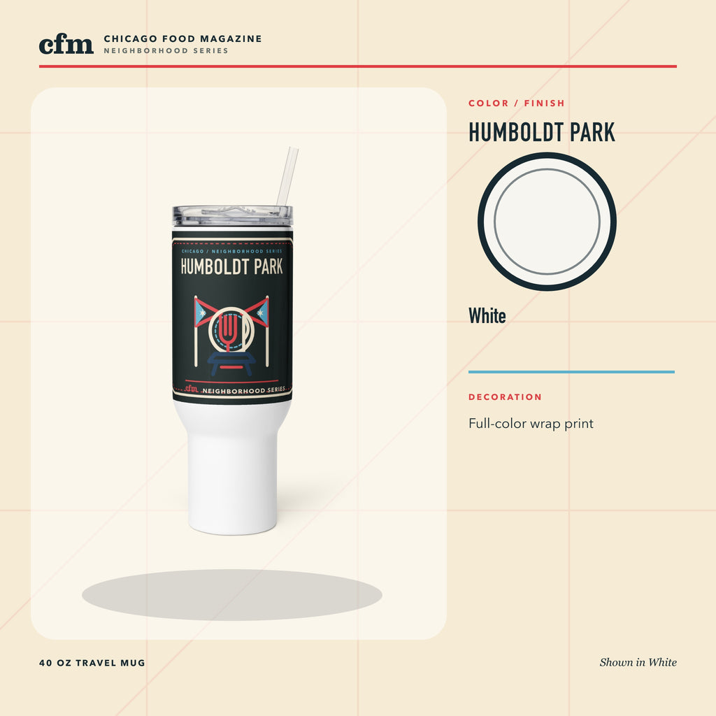 Humboldt Park 40 oz travel mug, White color and finish