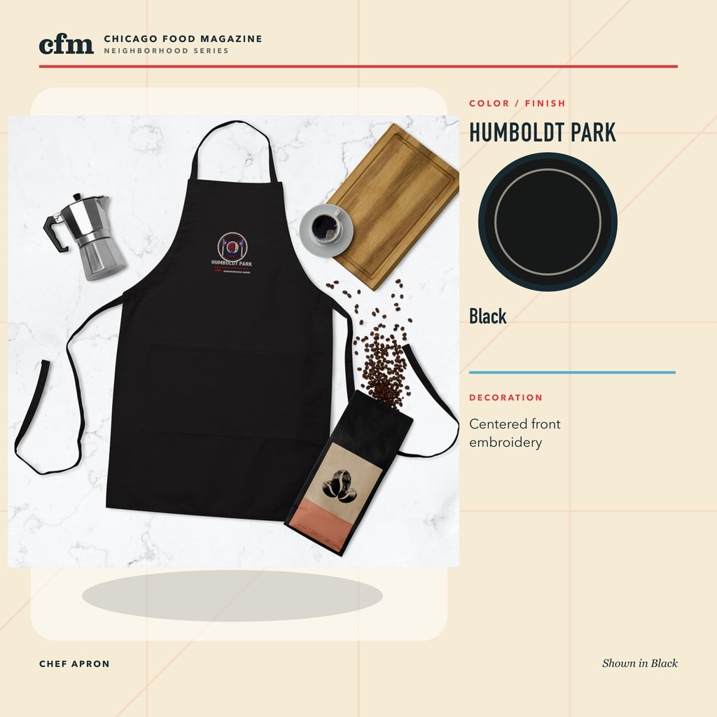 Humboldt Park chef apron, Black color and finish