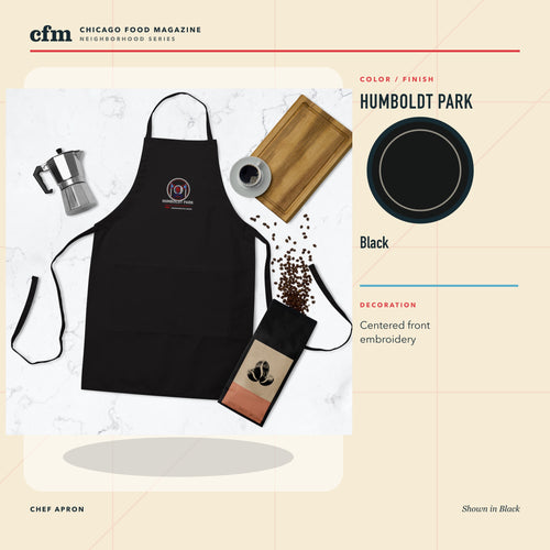 Humboldt Park chef apron, Black color and finish