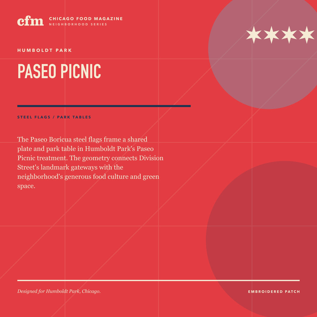 Humboldt Park embroidered patch, Paseo Picnic design story