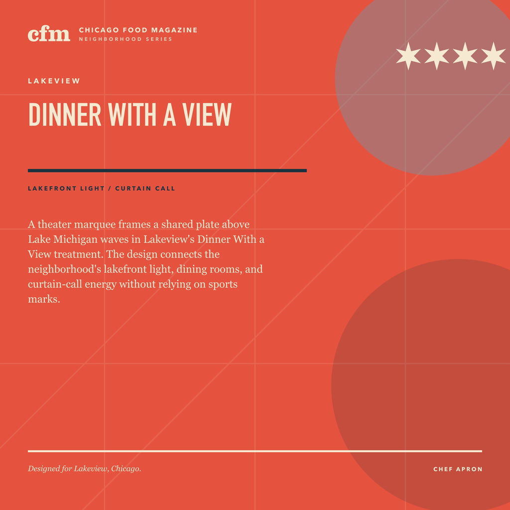 Lakeview chef apron, Dinner With a View design story