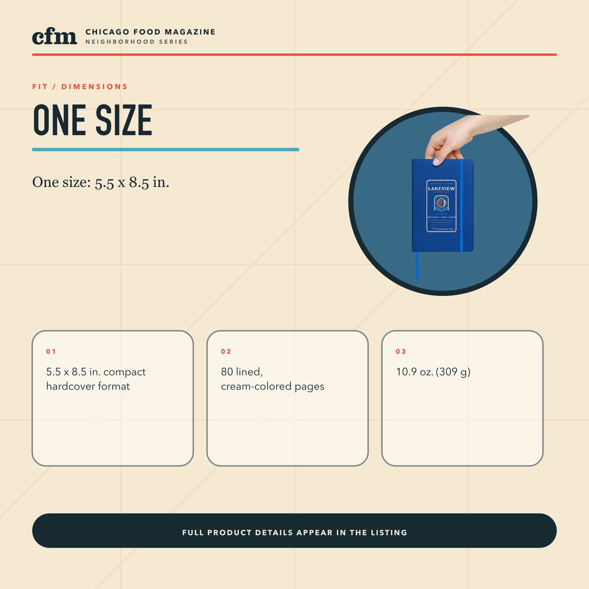 Lakeview table notes journal, size, fit, and dimensions guide