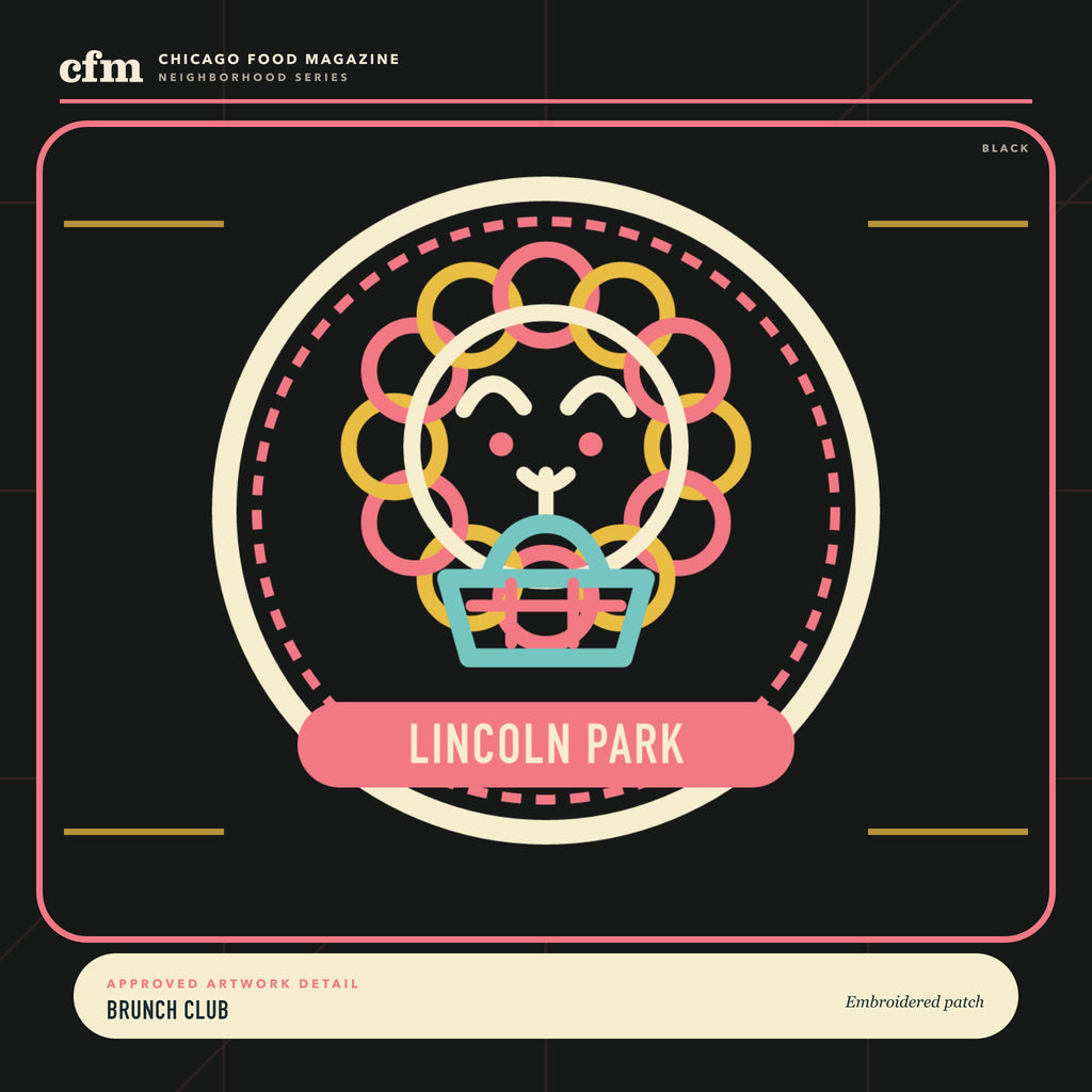 Lincoln Park embroidered patch, close-up of Brunch Club artwork