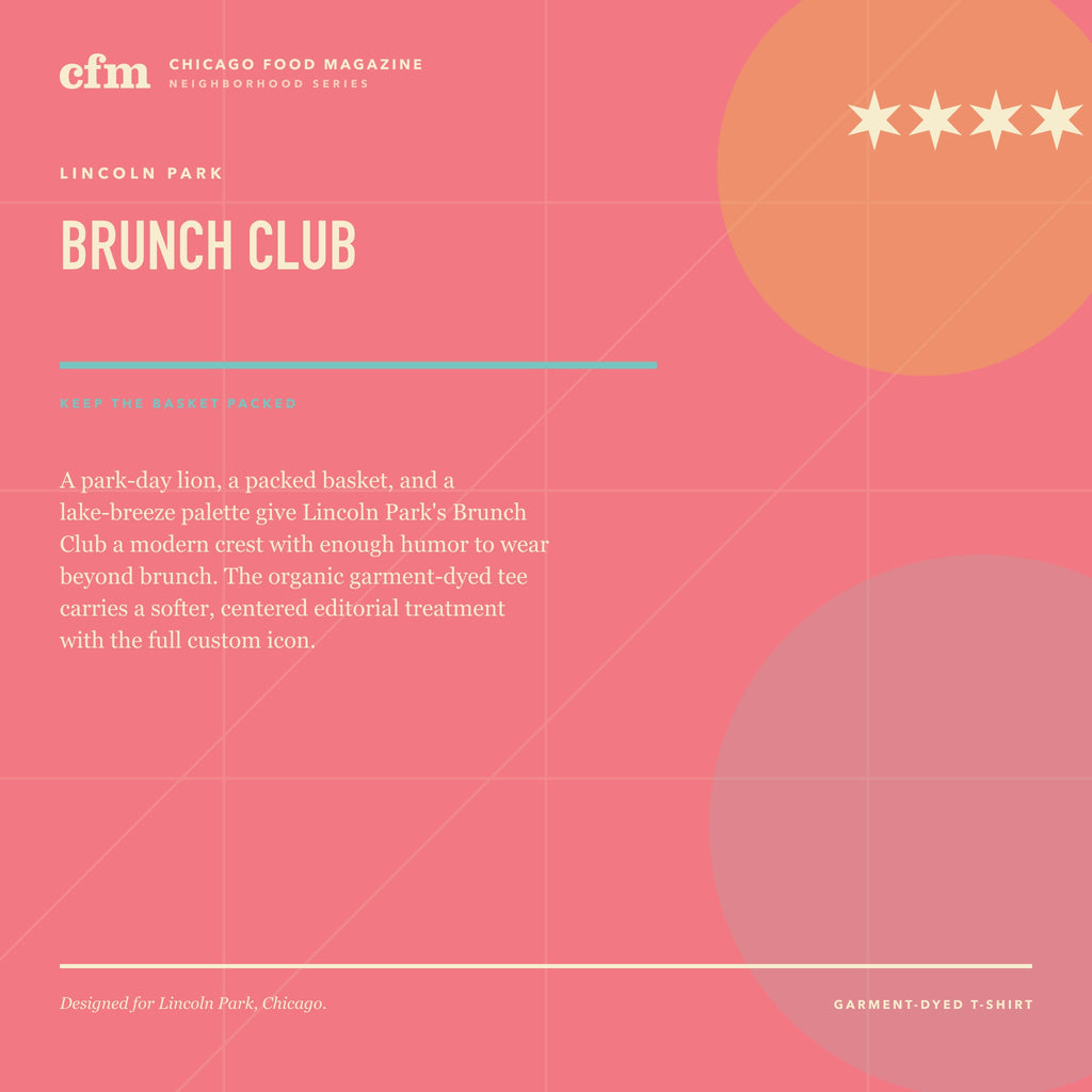 Lincoln Park garment-dyed t-shirt, Brunch Club design story