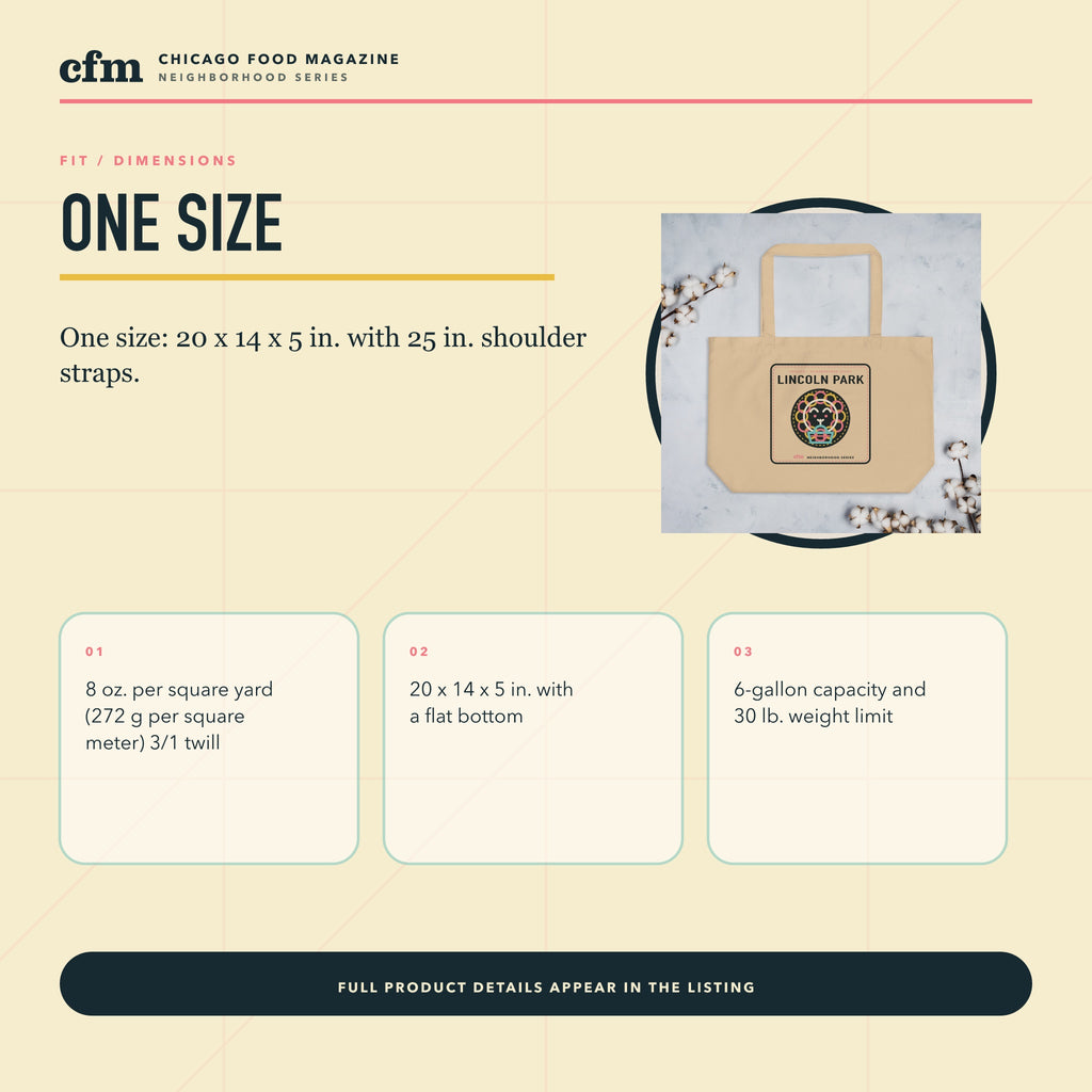 Lincoln Park organic market tote, size, fit, and dimensions guide
