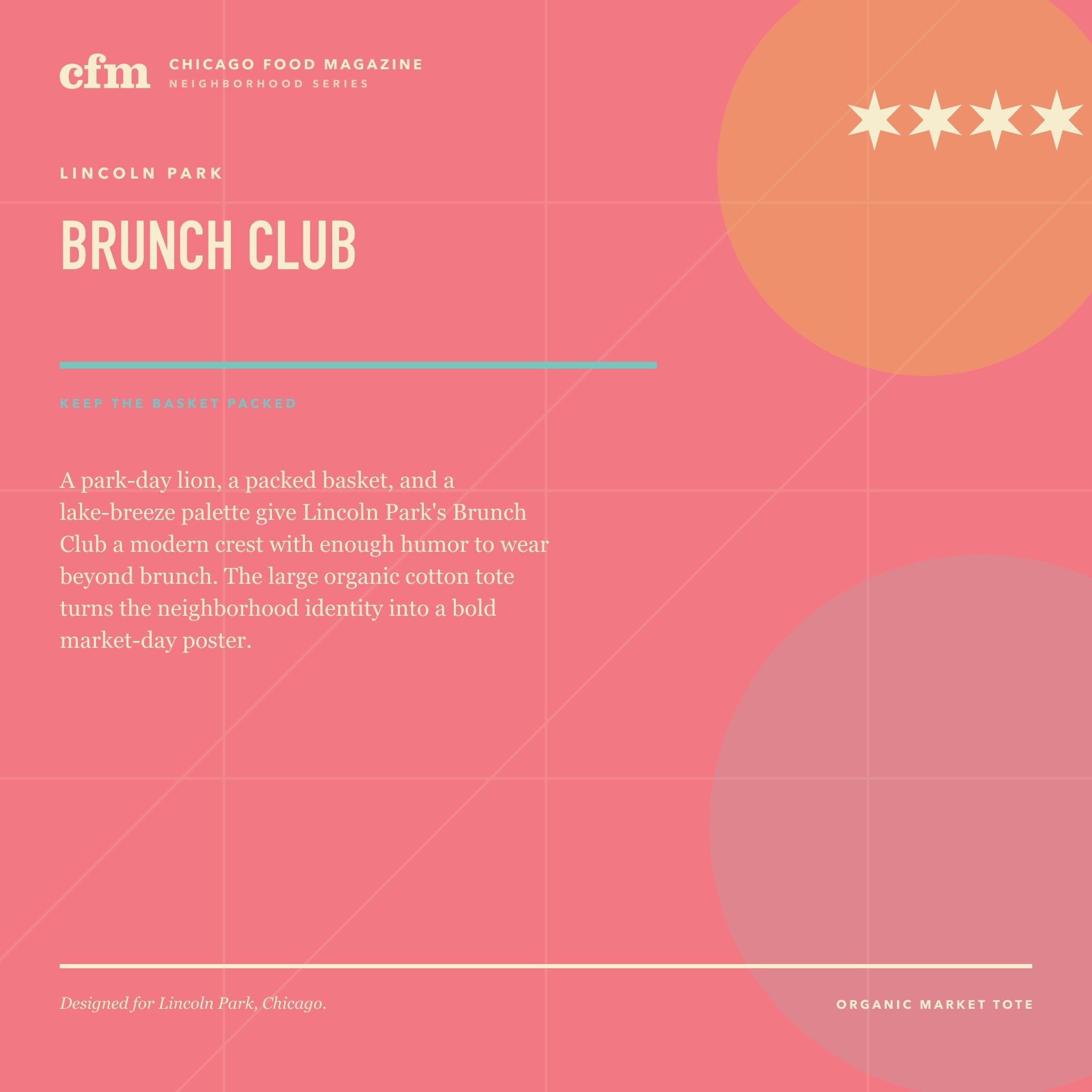 Lincoln Park organic market tote, Brunch Club design story