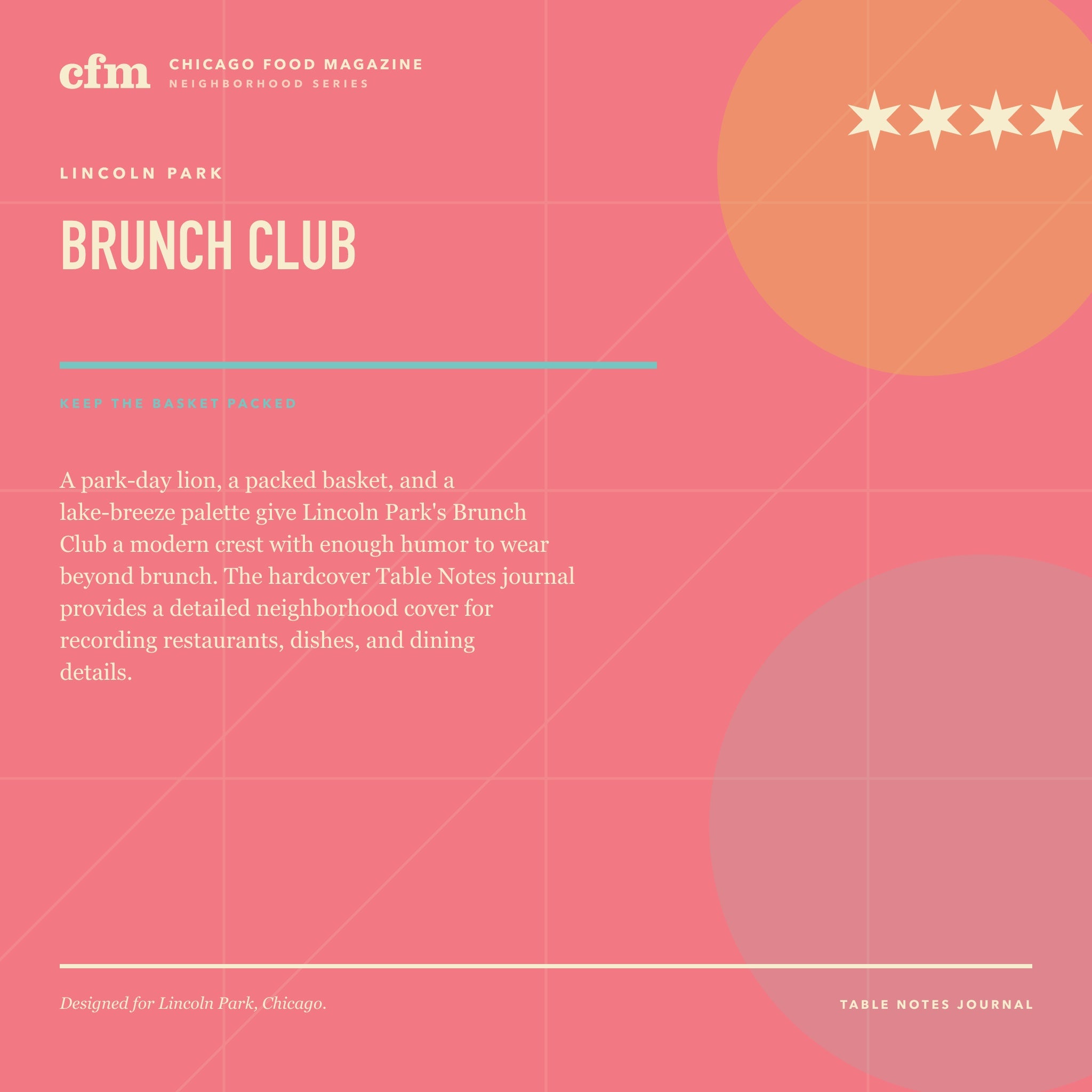 Lincoln Park table notes journal, Brunch Club design story