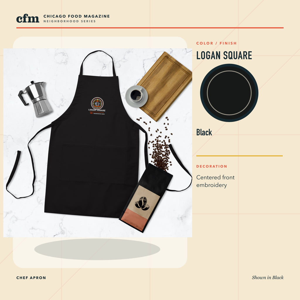 Logan Square chef apron, Black color and finish