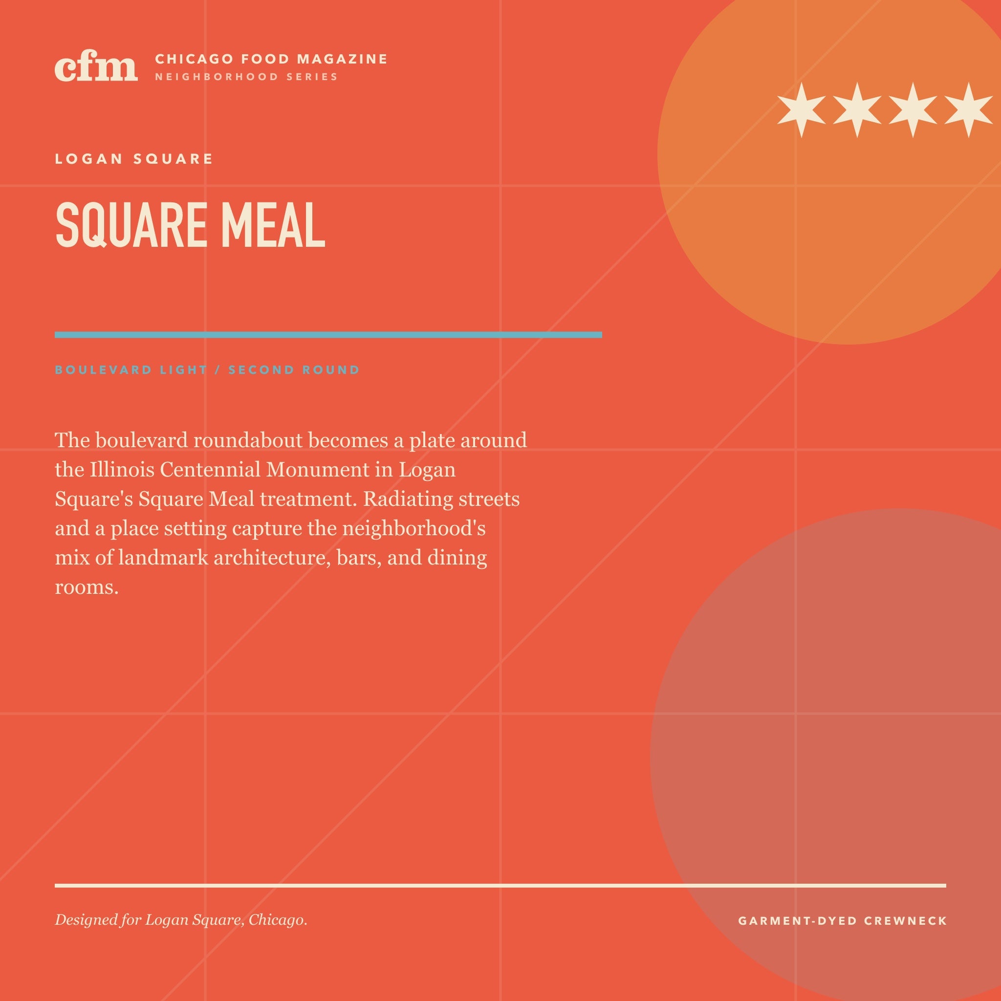Logan Square garment-dyed crewneck, Square Meal design story