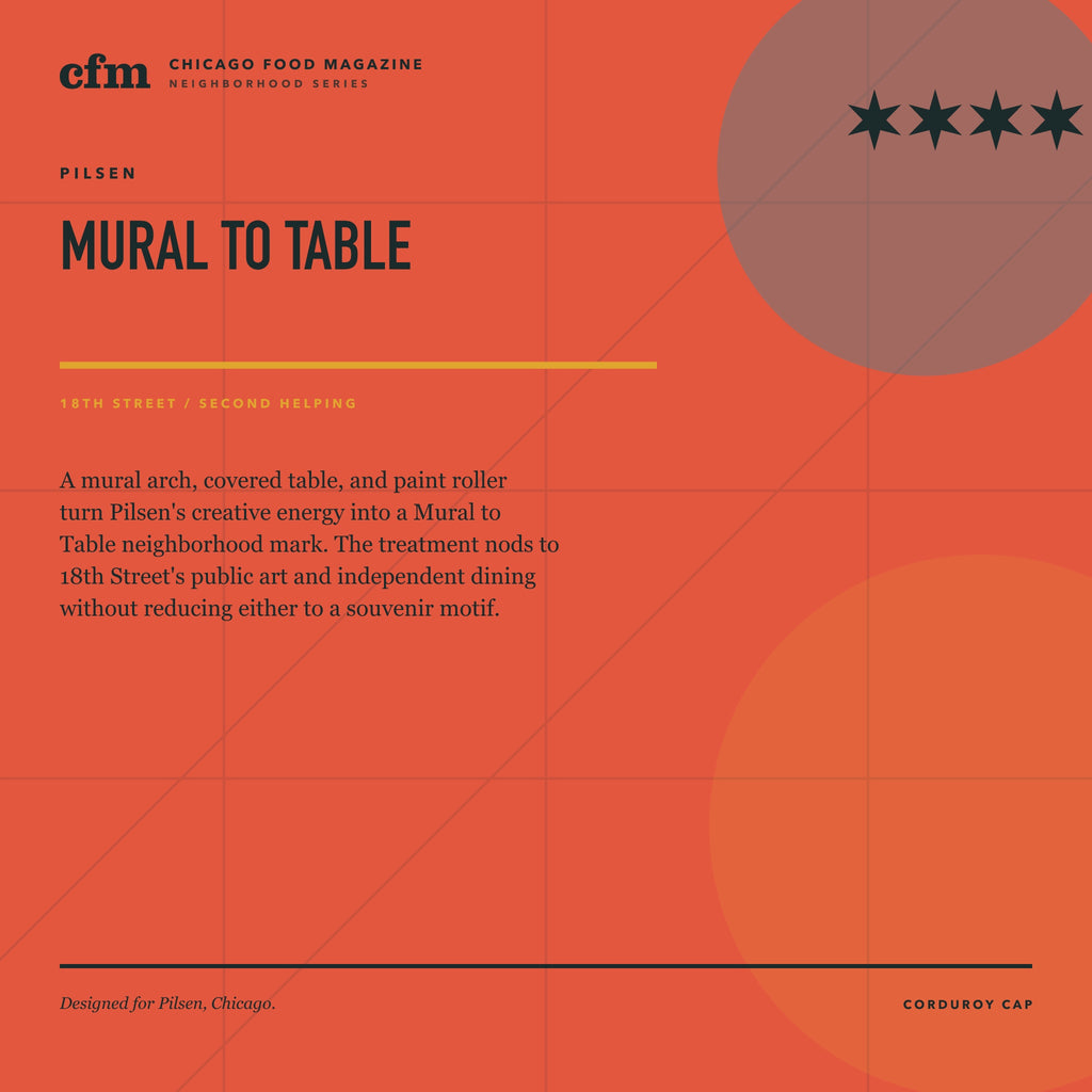 Pilsen corduroy cap, Mural to Table design story