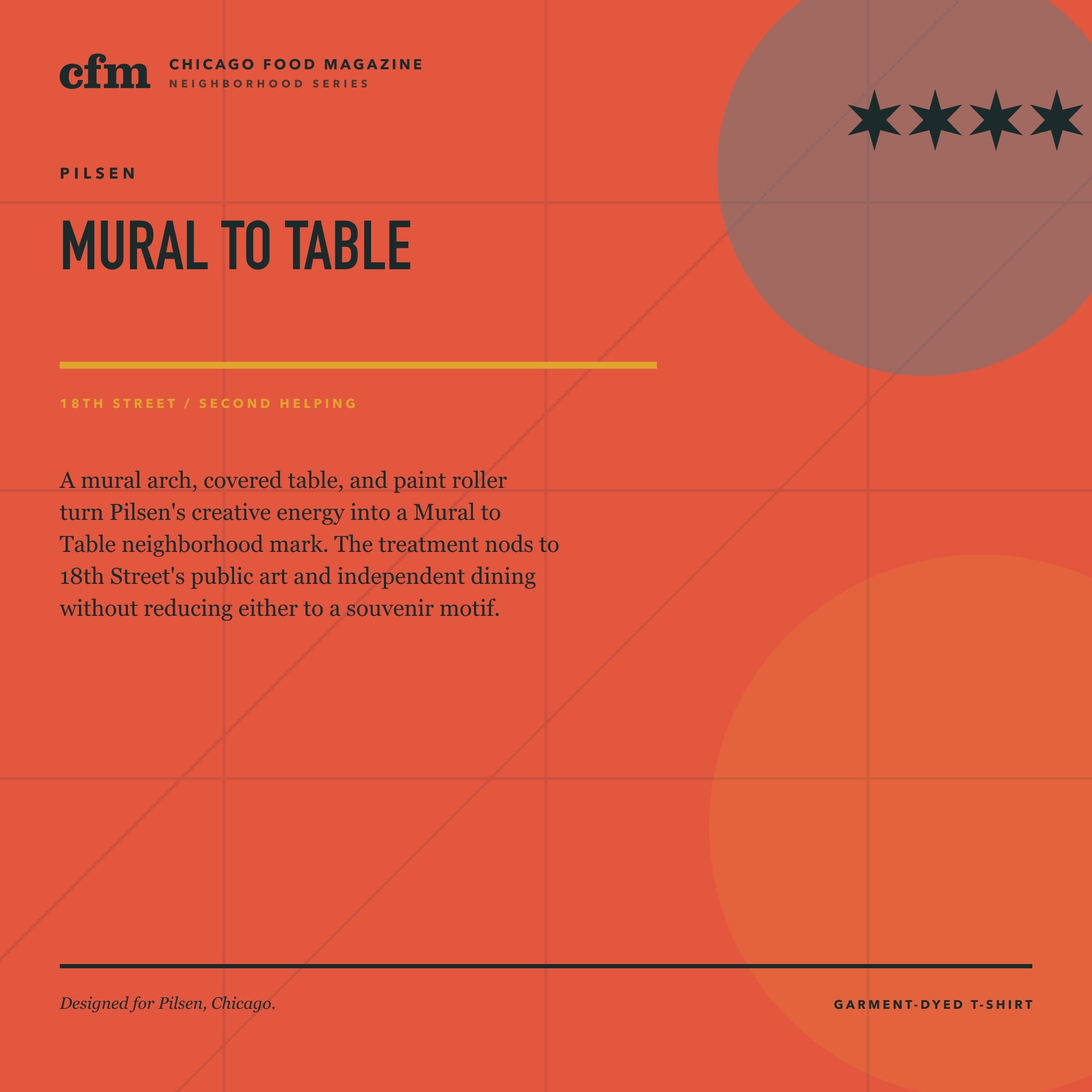 Pilsen garment-dyed t-shirt, Mural to Table design story