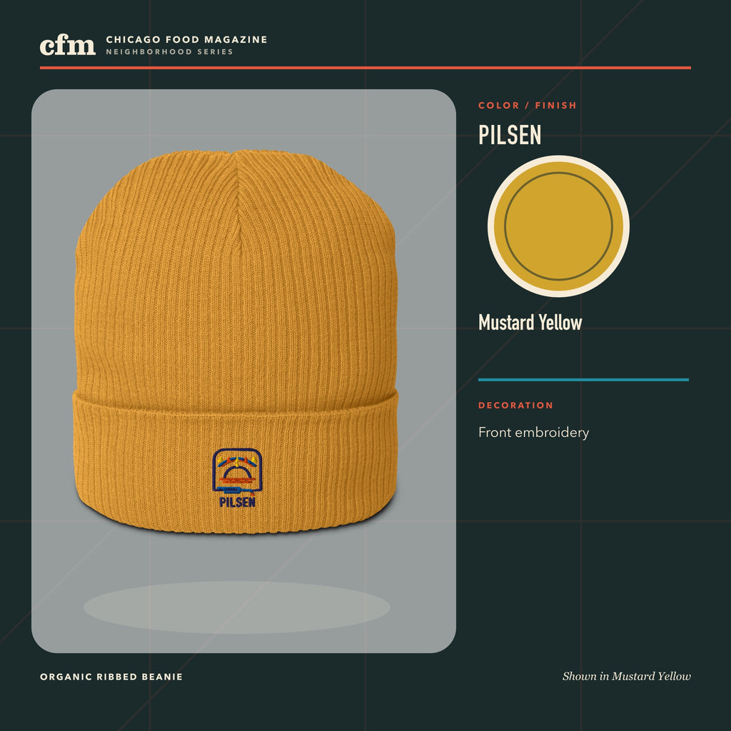 Pilsen organic ribbed beanie, Mustard Yellow color and finish