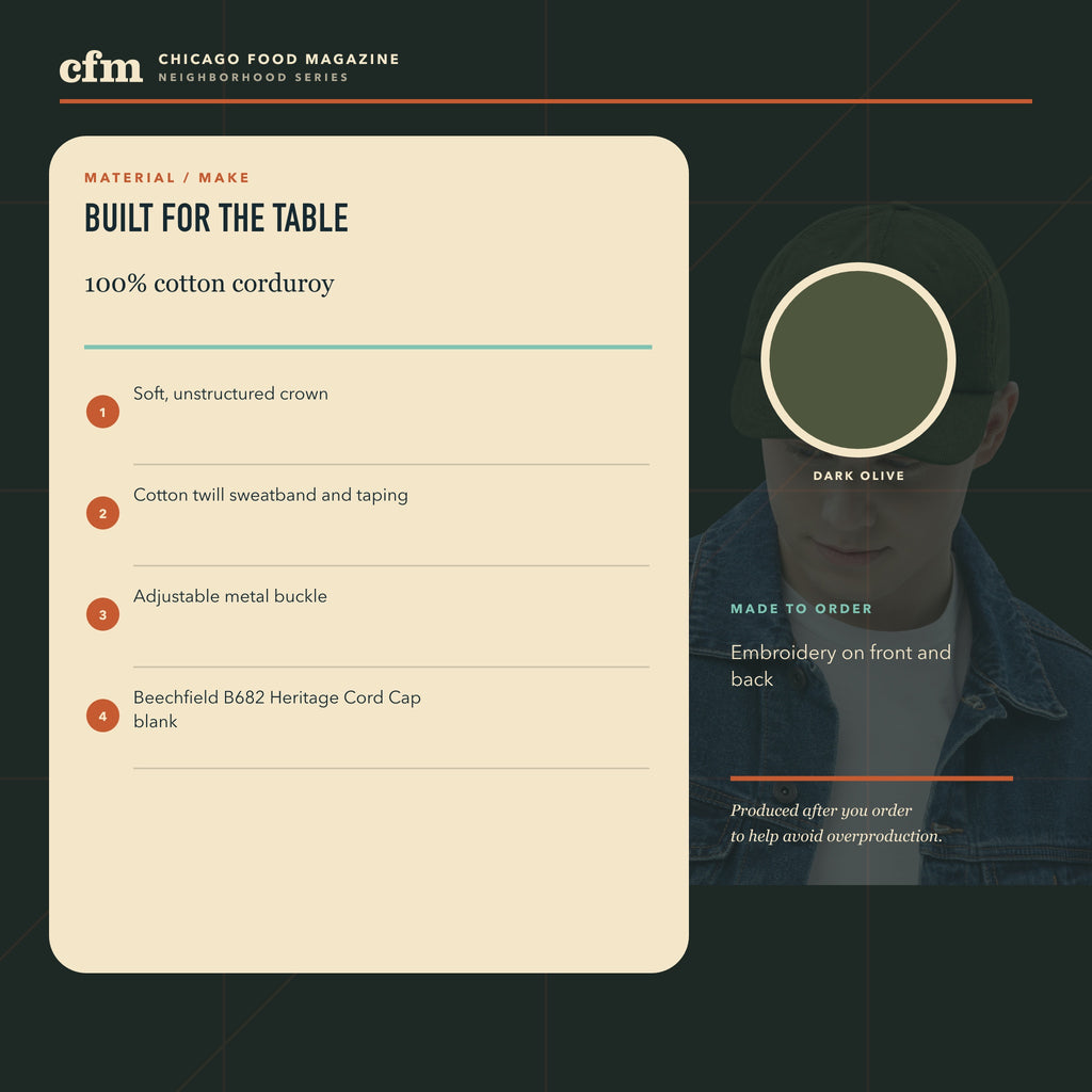 Ravenswood corduroy cap, materials and construction details