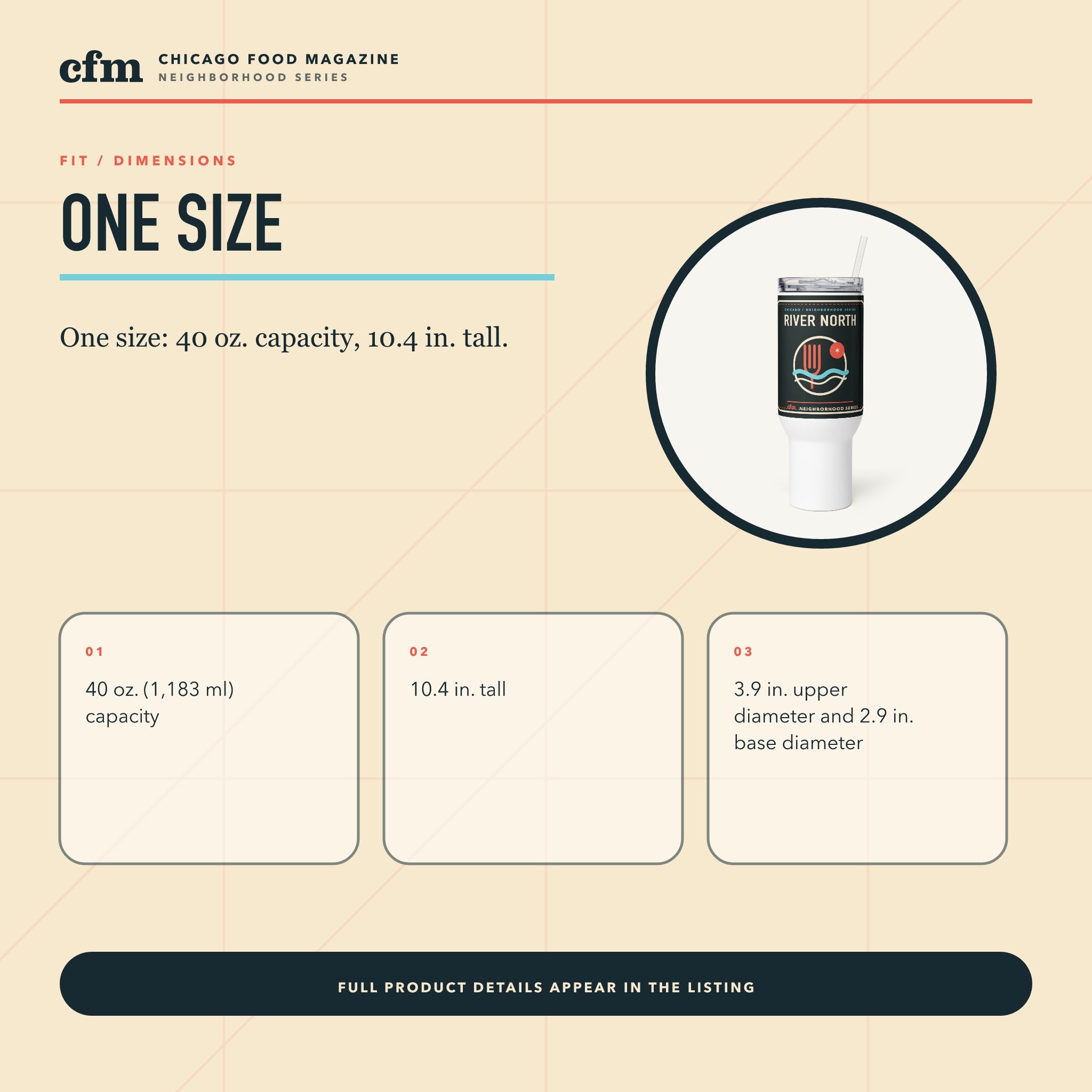River North 40 oz travel mug, size, fit, and dimensions guide