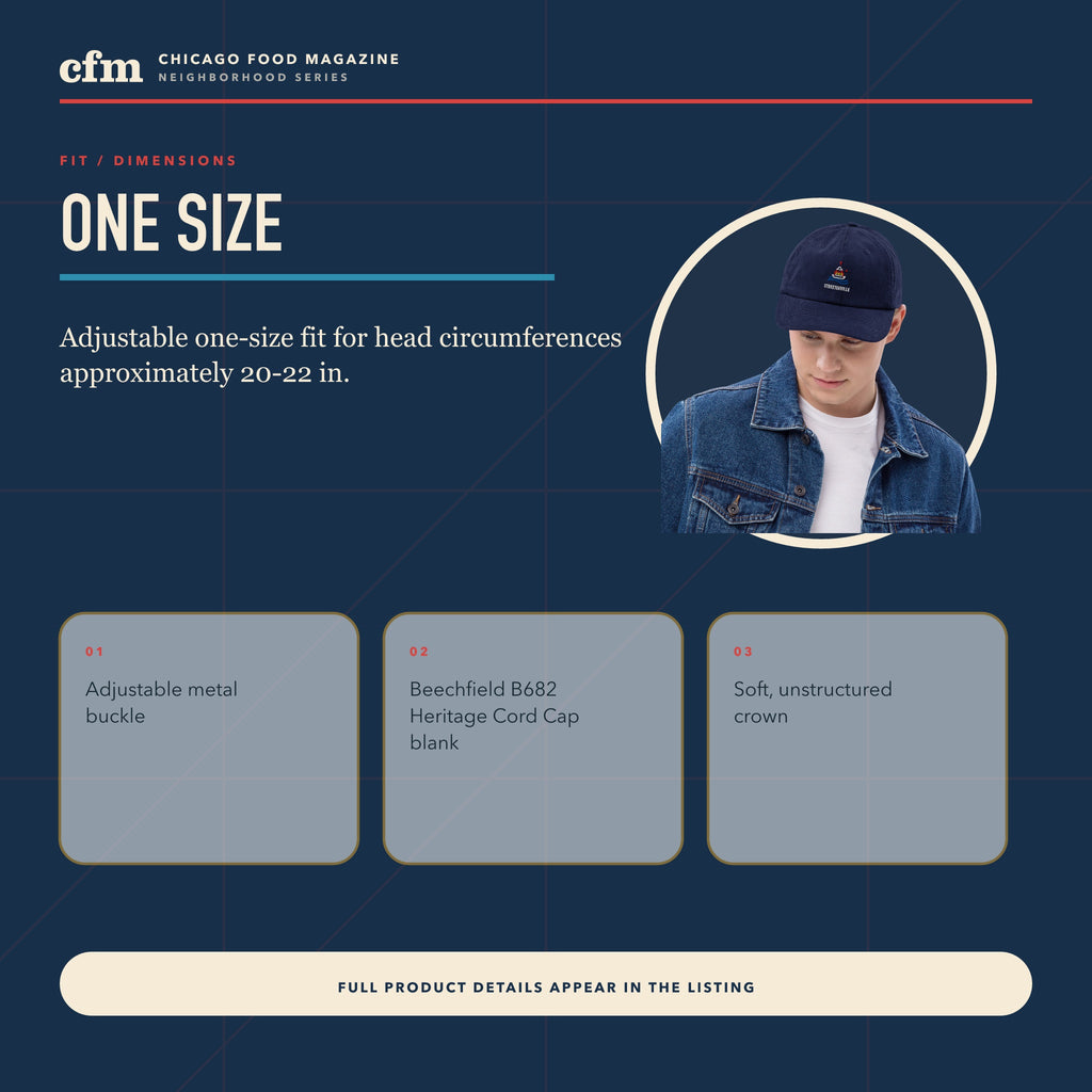 Streeterville corduroy cap, size, fit, and dimensions guide