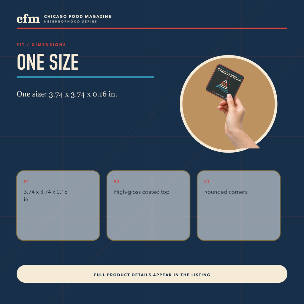 Streeterville cork-back coaster, size, fit, and dimensions guide