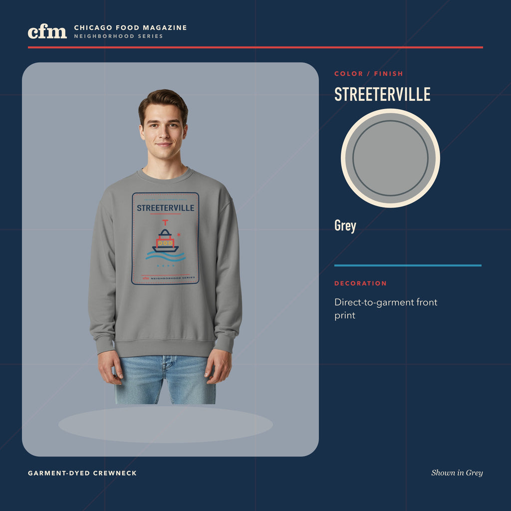 Streeterville garment-dyed crewneck, Grey color and finish