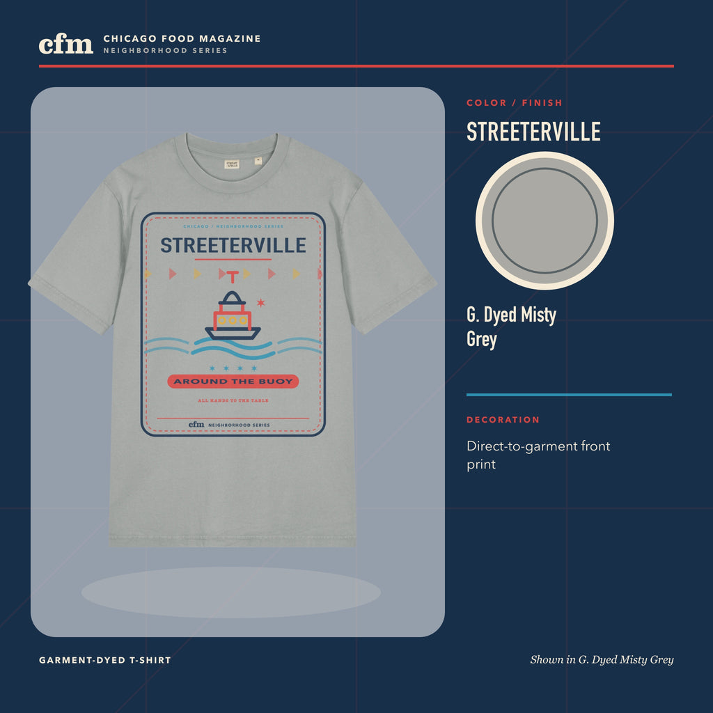 Streeterville garment-dyed t-shirt, G. Dyed Misty Grey color and finish