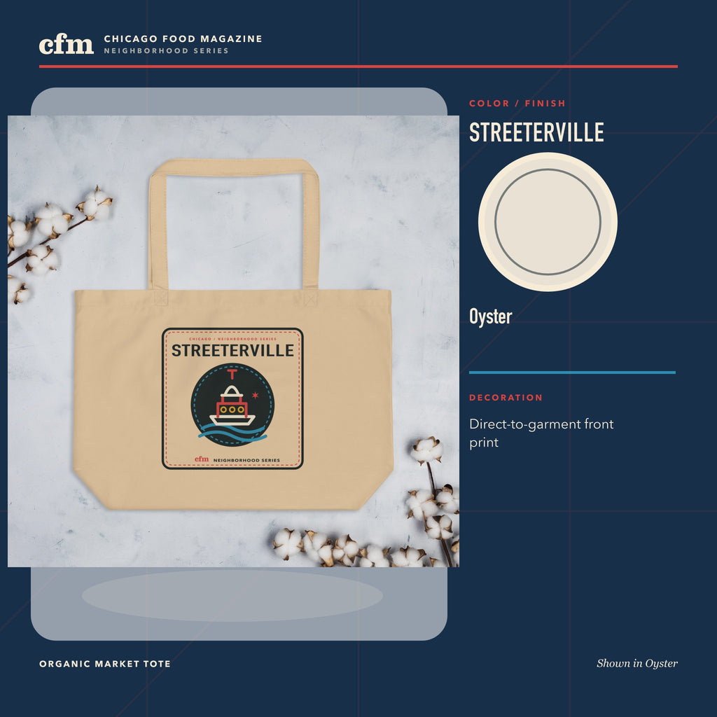 Streeterville organic market tote, Oyster color and finish