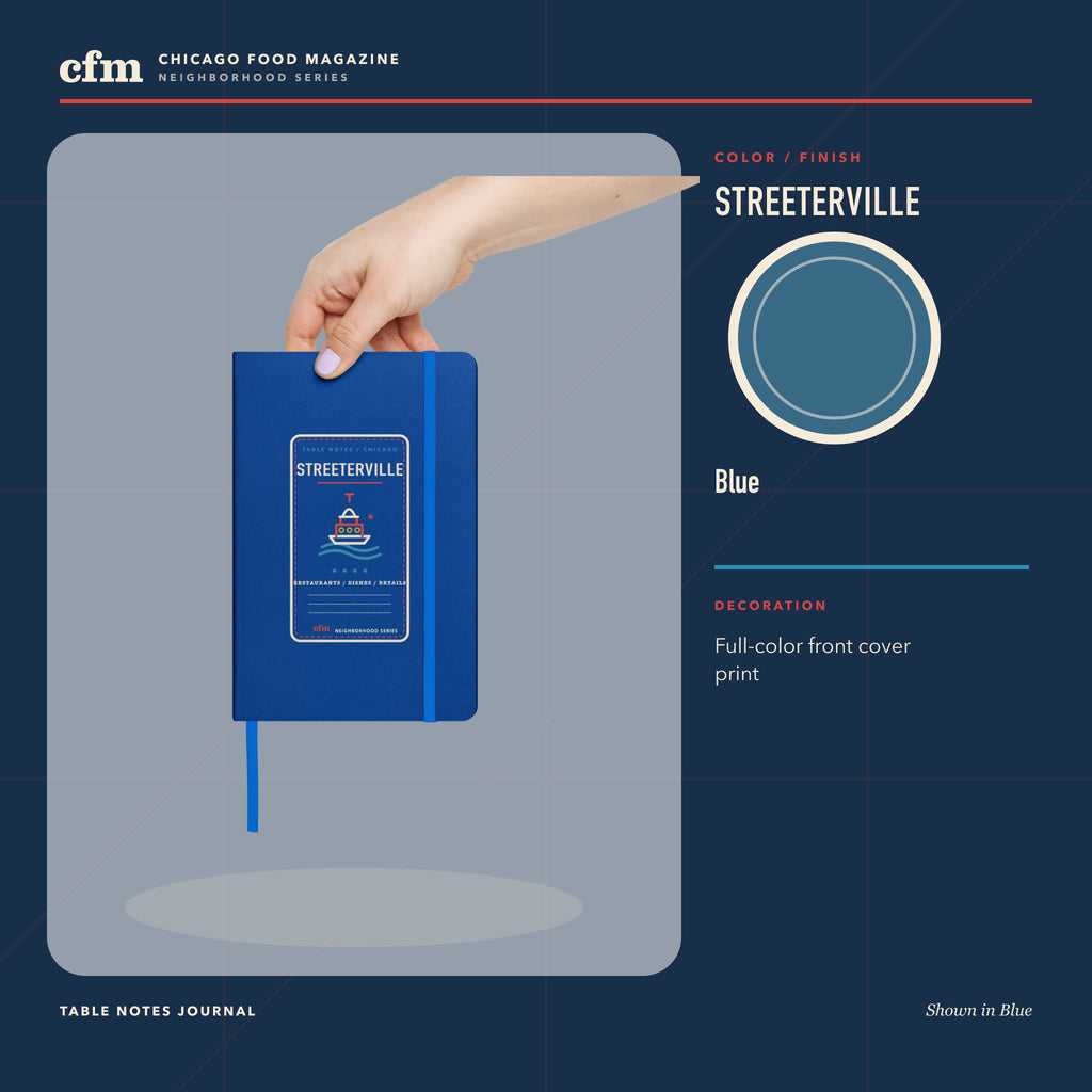 Streeterville table notes journal, Blue color and finish