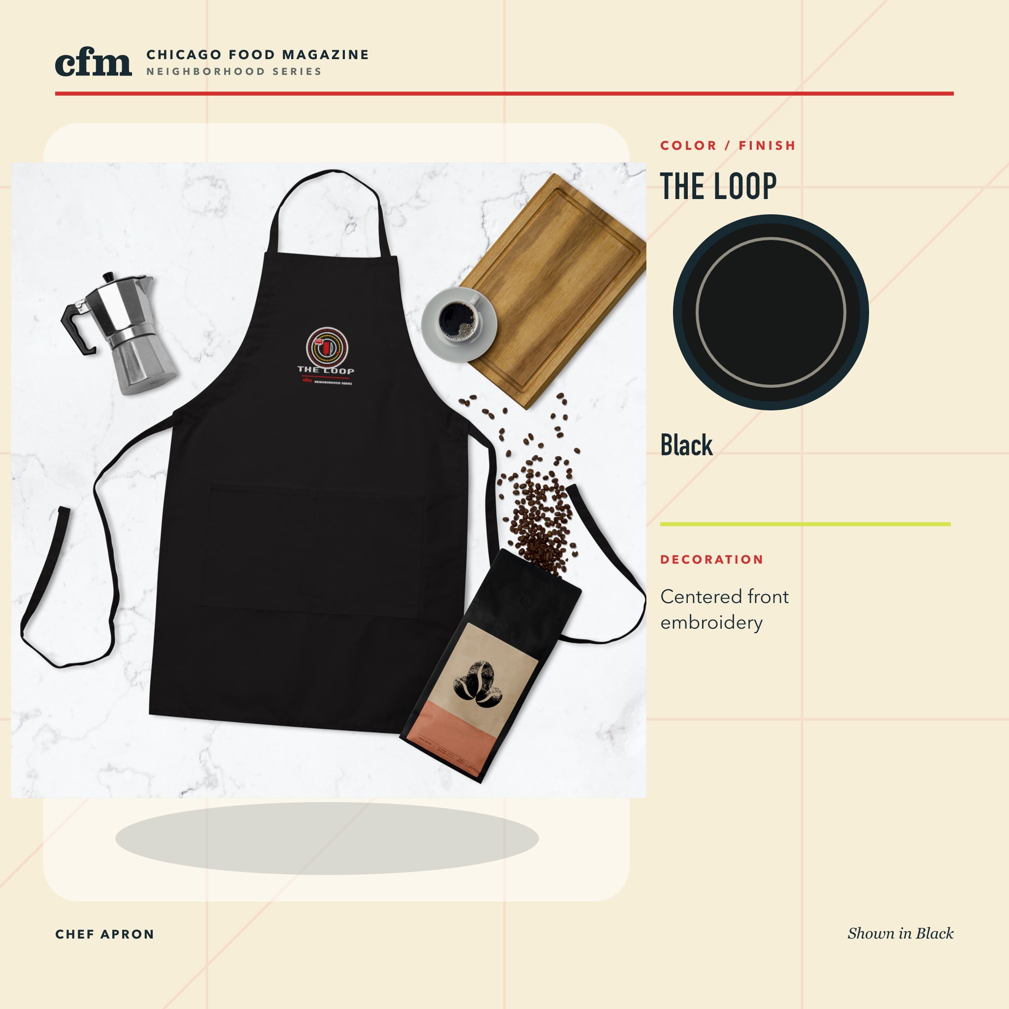 The Loop chef apron, Black color and finish