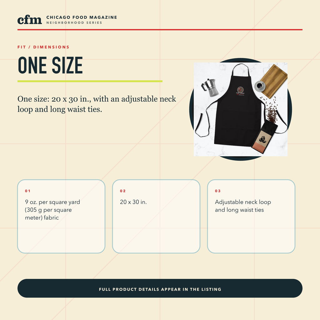 The Loop chef apron, size, fit, and dimensions guide