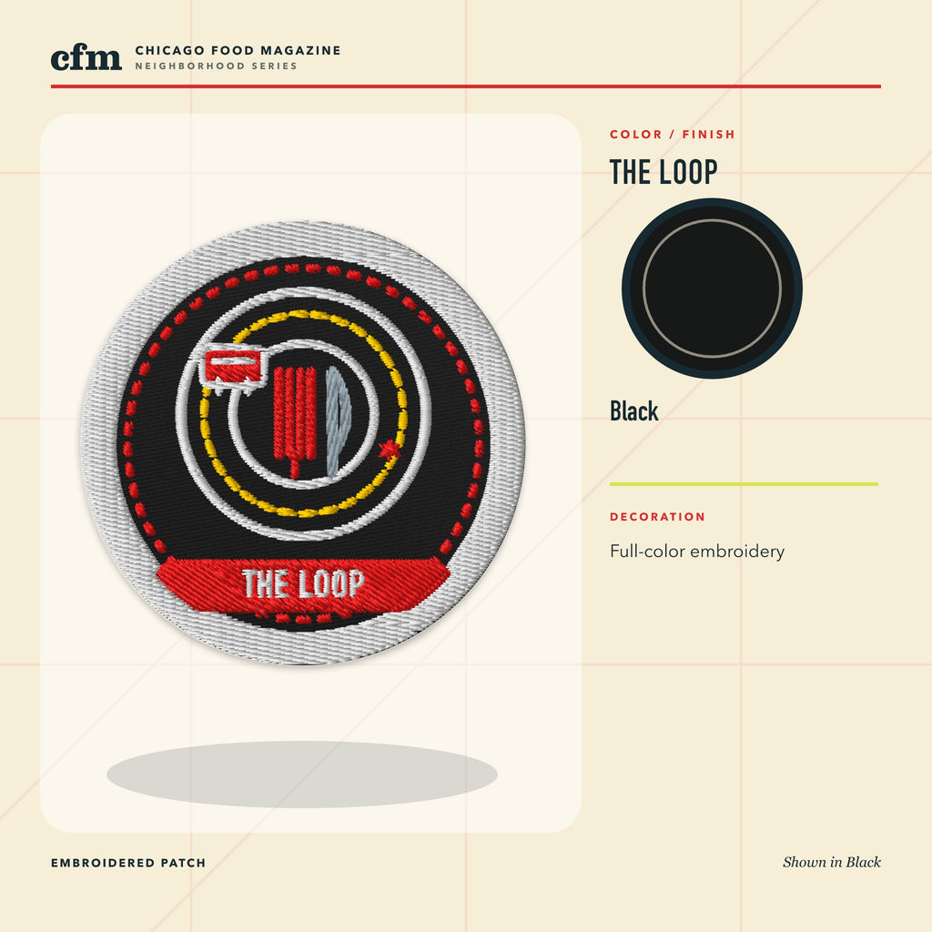 The Loop embroidered patch, Black color and finish