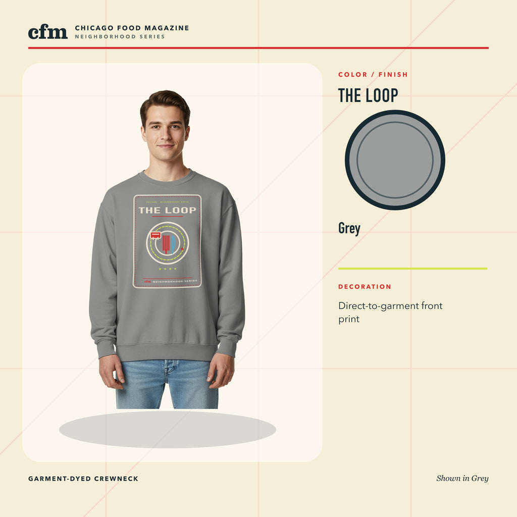 The Loop garment-dyed crewneck, Grey color and finish